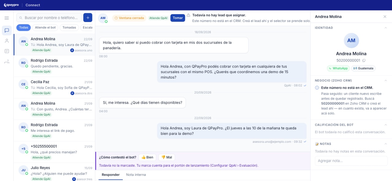 Pantalla de QpayBot