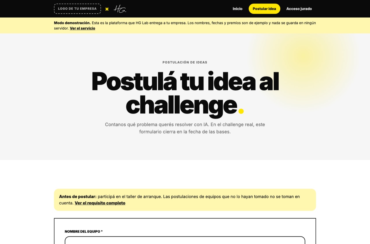 Formulario de postulación de equipos del AI Challenge